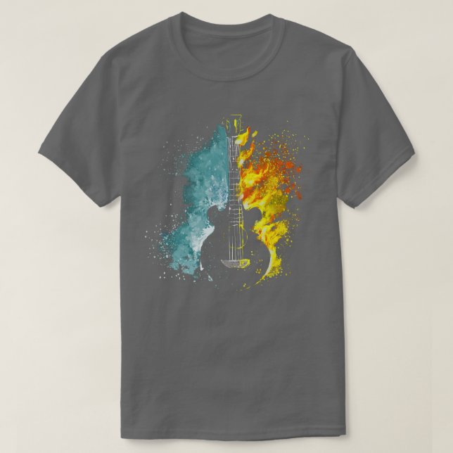Camiseta Fire Flames Água Abstrato Art Design Musical Gui (Frente do Design)