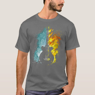 Camiseta Fire Flames Água Abstrato Art Design Musical Gui