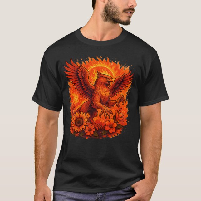 Camiseta Fire Griffin Mythic Fantasy Art (Frente)