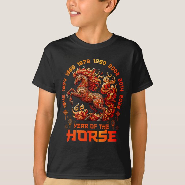 Camiseta Fire Horse Chinese Zodiac Symbol 2026 Lunar New Ye (Frente)