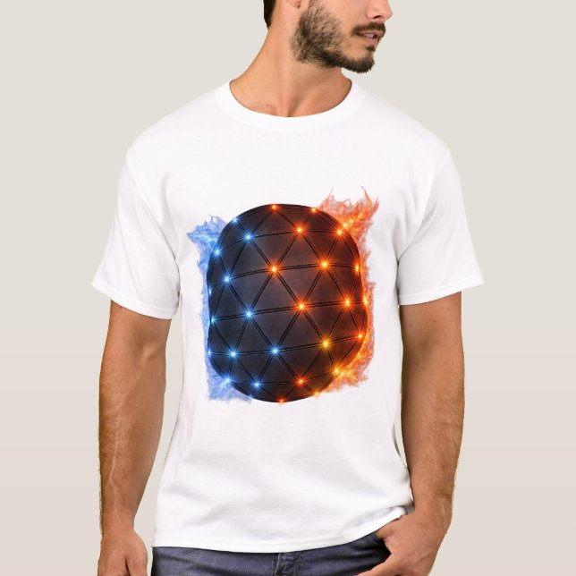 Camiseta Fire & Ice Energy Sphere – Geometric Light Grid El (Frente)