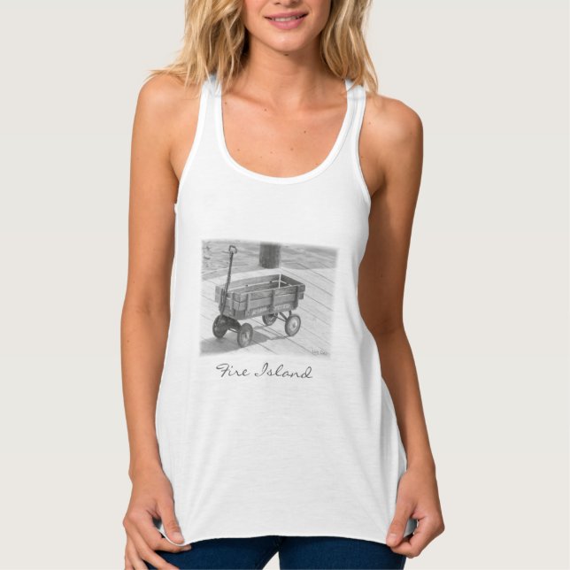 Camiseta 'Fire Island Wagon' sem mangas para senho (Frente)
