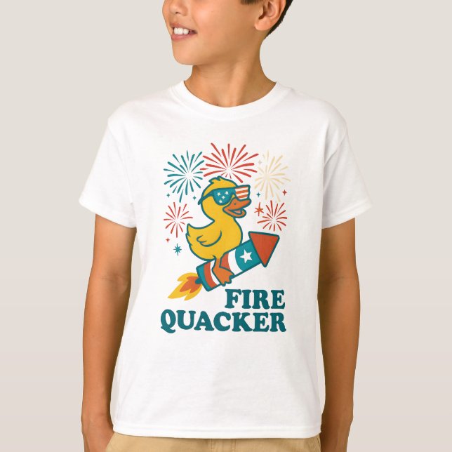 Camiseta Fire Quacker Toddler Tee - Crianças Divertidas e R (Frente)