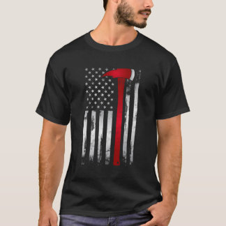 Camiseta Fire Thin Red Line American Flag Ax Para Luta Cont
