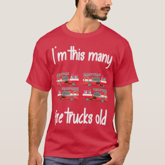 Camiseta Fire Truck Birthday 4 Years Old 4th Birthday Firef