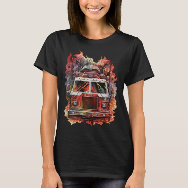 Camiseta Fire Truck with Flames (Frente)