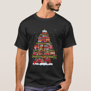 Camiseta Fire Truck Xmas Luzes Bombeiro Caminhão Chri