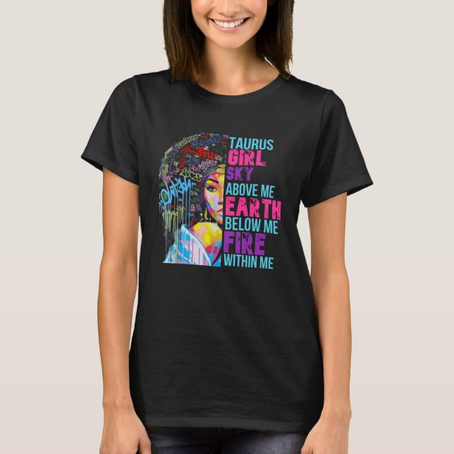 Camiseta Fire Within Me Taurus Girl Black Woman Natural Hai (Frente)
