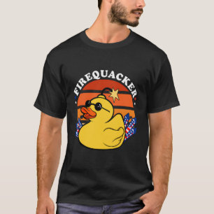 Camiseta Firecracker Duck 4 De Julho Dia Patriótico Indepen