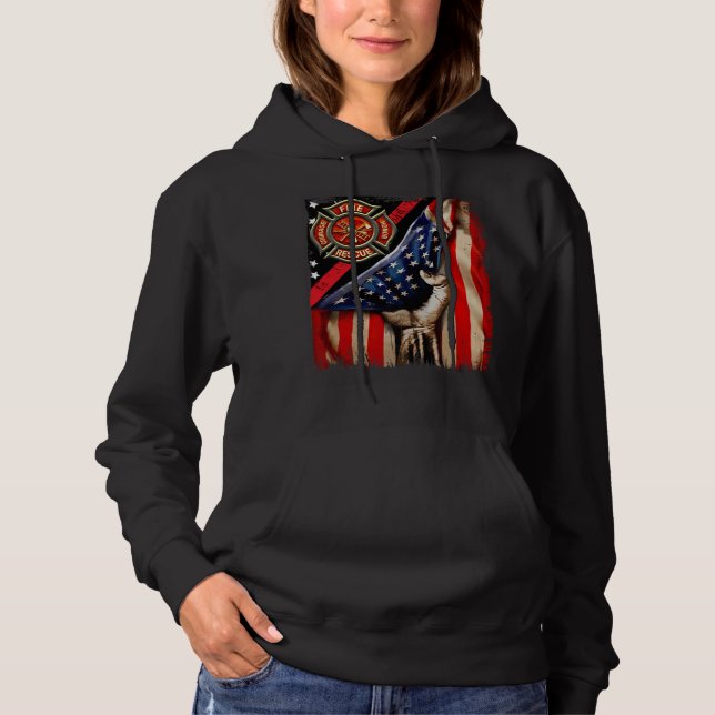 Camiseta Firefighter American Flag Firefighter Vibes Labor  (Frente)