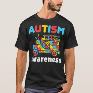 Camiseta Firefighter Autism Awareness Puzzle Pieces Fire