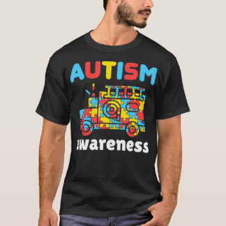 Camiseta Firefighter Autism Awareness Puzzle Pieces Fire
