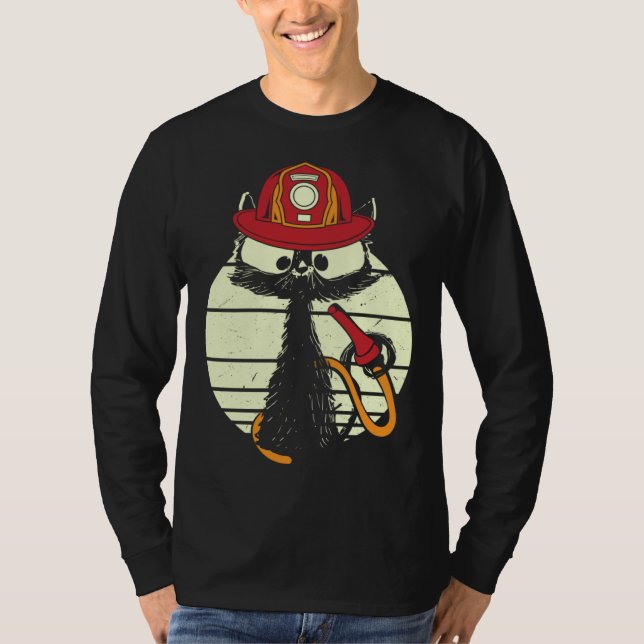 Camiseta Firefighter Cat In Firefighter Uniform Firefighter (Frente)