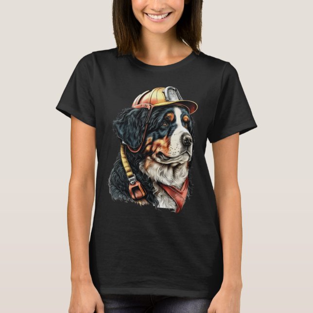 Camiseta FireFighter Dog For Bernese Mountain Dad Fire Figh (Frente)