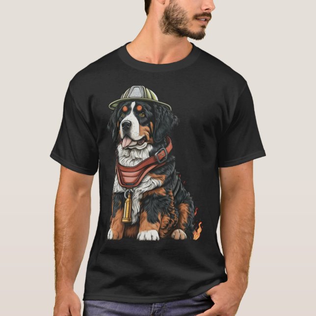 Camiseta FireFighter Dog For Bernese Mountain Dad Fire Figh (Frente)