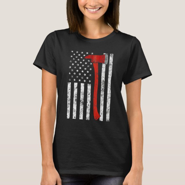Camiseta Firefighter Fireman Firefighting Patriotic America (Frente)