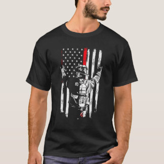 Camiseta Firefighter Thin Red Line Us American Flag Patriot
