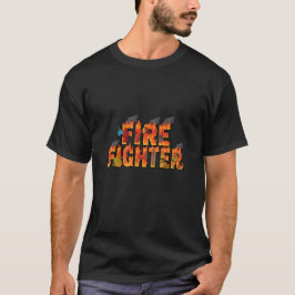 Camiseta Firefighter Typography Art with Flames & Rescue 
