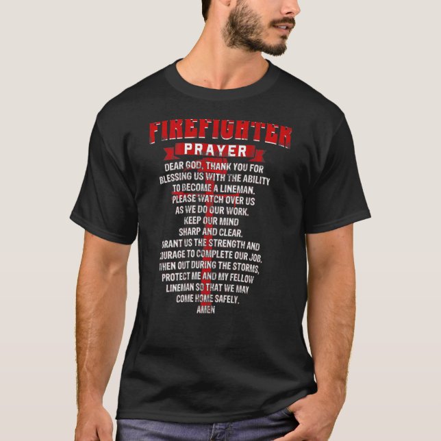 Camiseta Firefighters Prayer  Christian Firemans Dad Husban (Frente)