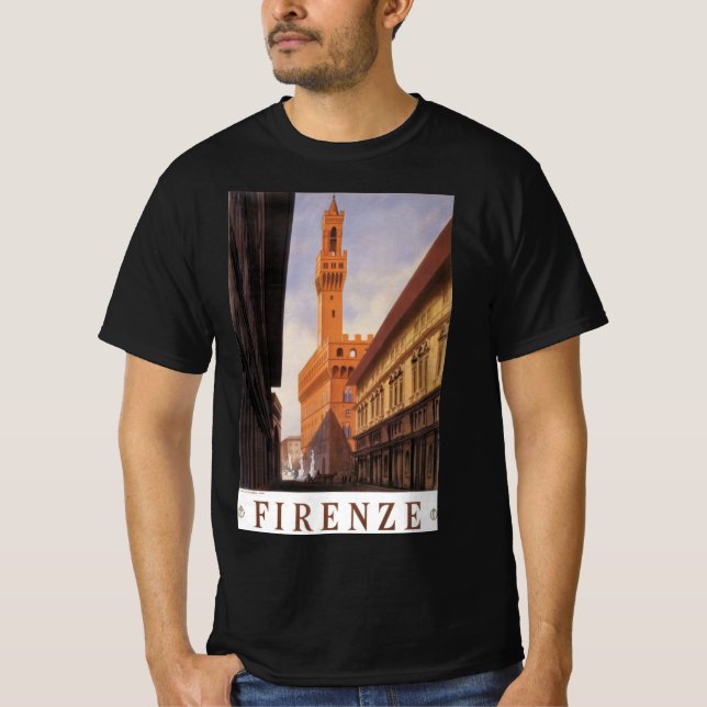 Camiseta Firenze, Florence, Palazzo Vecchio, Vintage Itália (Frente)