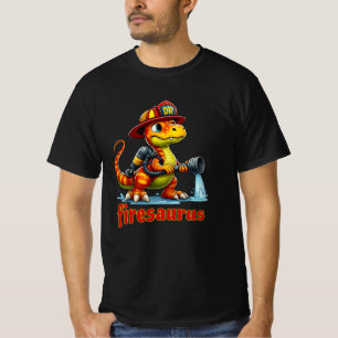 Camiseta Firesauro - Íll do Cartoon do Bombeiro Dinossauro
