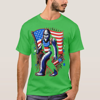 Camiseta Fireworks 4 de julho Men Sasquatch