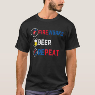 Camiseta Fireworks Beer Repete 4 de julho Fogos de artifíci