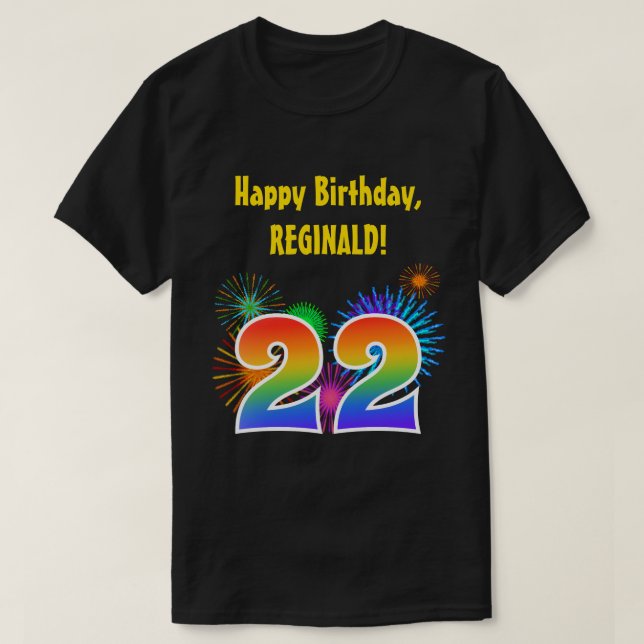 Camiseta Fireworks divertido + Rainbow Pattern "22" Anivers (Frente do Design)