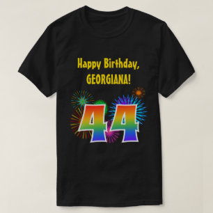 Camiseta Fireworks divertido + Rainbow Pattern "44" Anivers