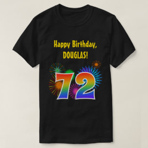Camiseta Fireworks divertido + Rainbow Pattern "72" Anivers