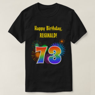 Camiseta Fireworks divertido + Rainbow Pattern "73" Anivers