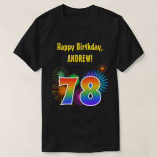 Camiseta Fireworks divertido + Rainbow Pattern "78" Anivers