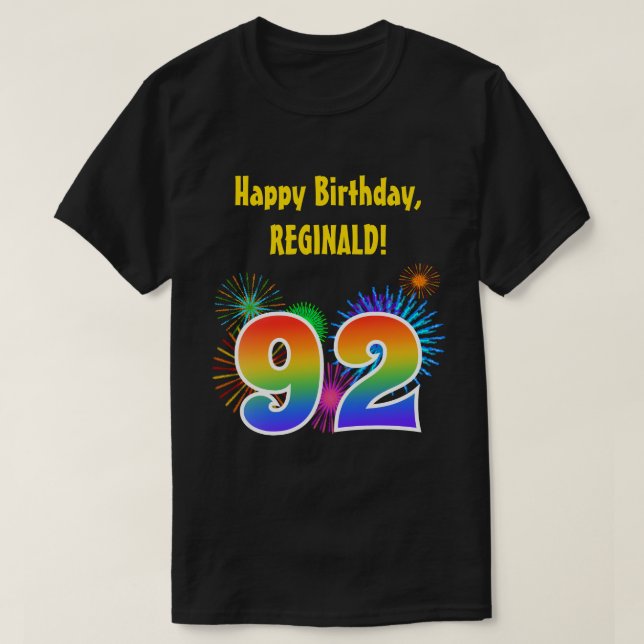 Camiseta Fireworks divertido + Rainbow Pattern "92" Anivers (Frente do Design)