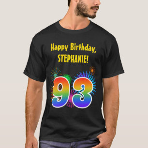 Camiseta Fireworks divertido + Rainbow Pattern "93" Anivers