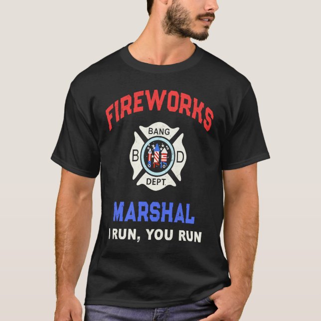 Camiseta FIREWORKS MARSHAL America Firefighter Pyro Technic (Frente)