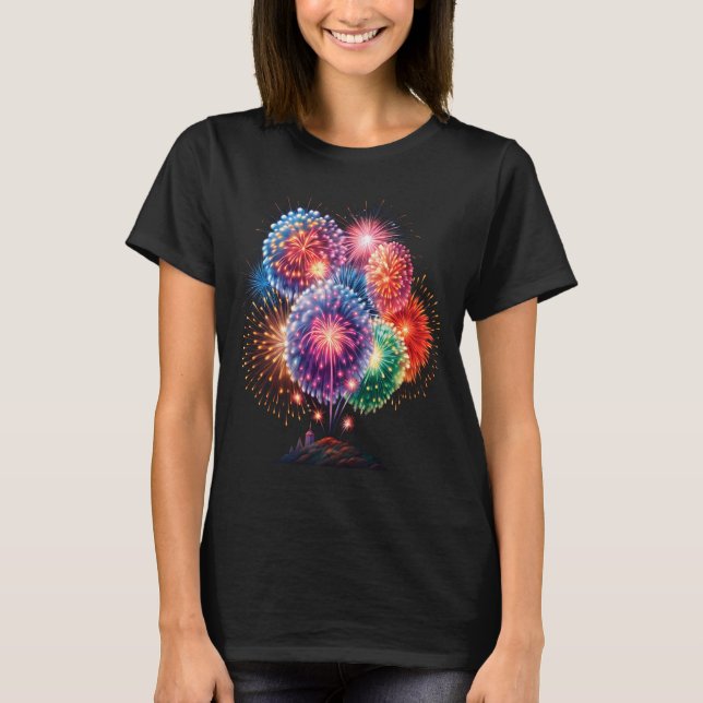 Camiseta Fireworks New Year's Eve Party Long Sleeve  (Frente)