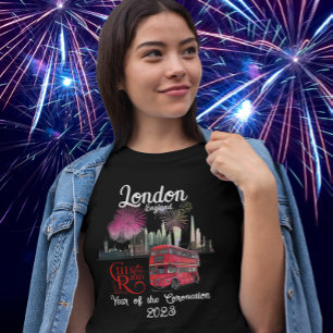 Camiseta Fireworks Red Bus Coronation 2023 de Londres