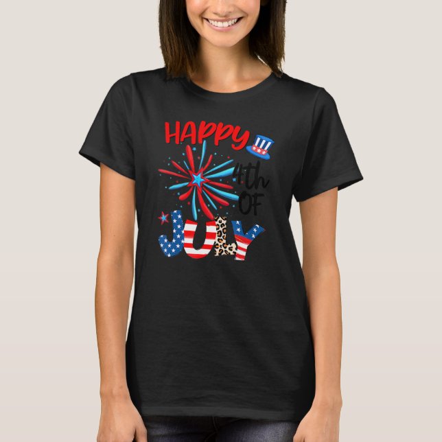 Camiseta Fireworks Star Lepard Fireworks American Happy 4th (Frente)