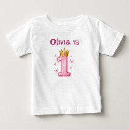 Camiseta First Birthday Girl Princess Crown 