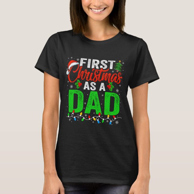 Camiseta First Christmas As A Dad Xmas Lights New Dad Chris (Frente)
