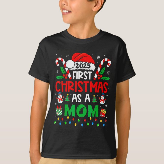 Camiseta First Christmas As A Mom Family Matching New Mommy (Frente)