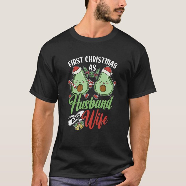 Camiseta First Christmas As Husband And Wife Couple Married (Frente)