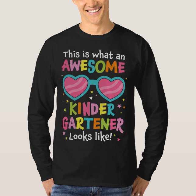 Camiseta First Day Kindergarten Back to School Awesome Kind (Frente)