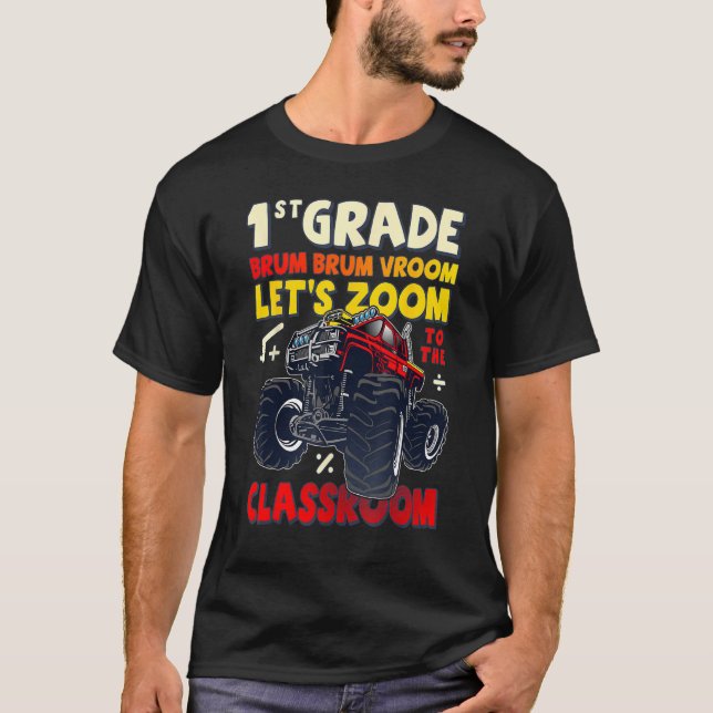 Camiseta First Day of 1st Grade, Back To School, Monster Tr (Frente)