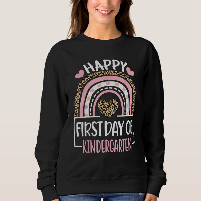 Camiseta First Day Of Kindergarten  Back To School Leopard  (Frente)