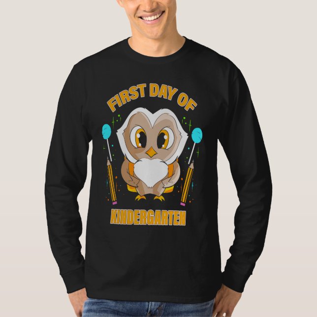 Camiseta First Day of Kindergarten  for School Owl Child St (Frente)