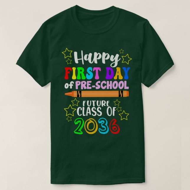 Camiseta First Day of Preschool Back to School PreK Here I  (Frente do Design)