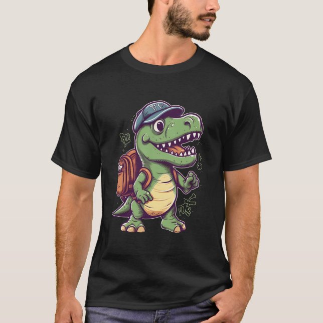 Camiseta First Day Of School Dino Trex School Enrolt (Frente)