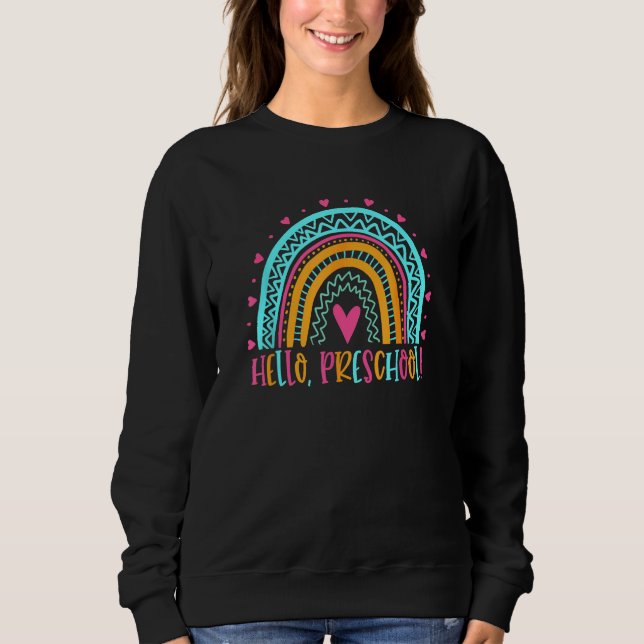 Camiseta First Day Of School Happy Hello Preschool Teacher  (Frente)