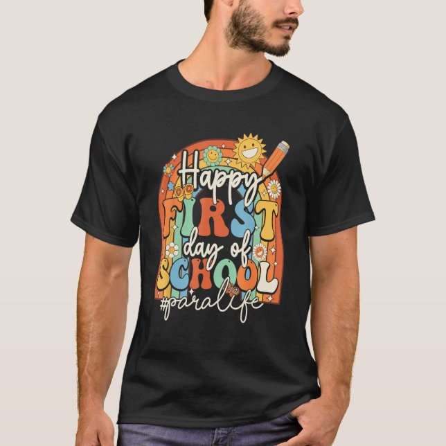 Camiseta First Day Of School Para Life Teacher Groovy Back  (Frente)